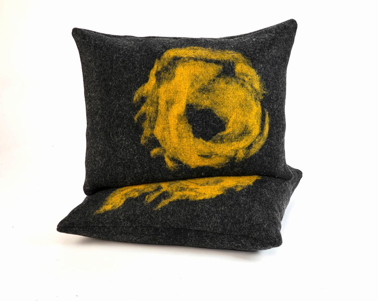 Black Saffron Pillow - Felted Wool