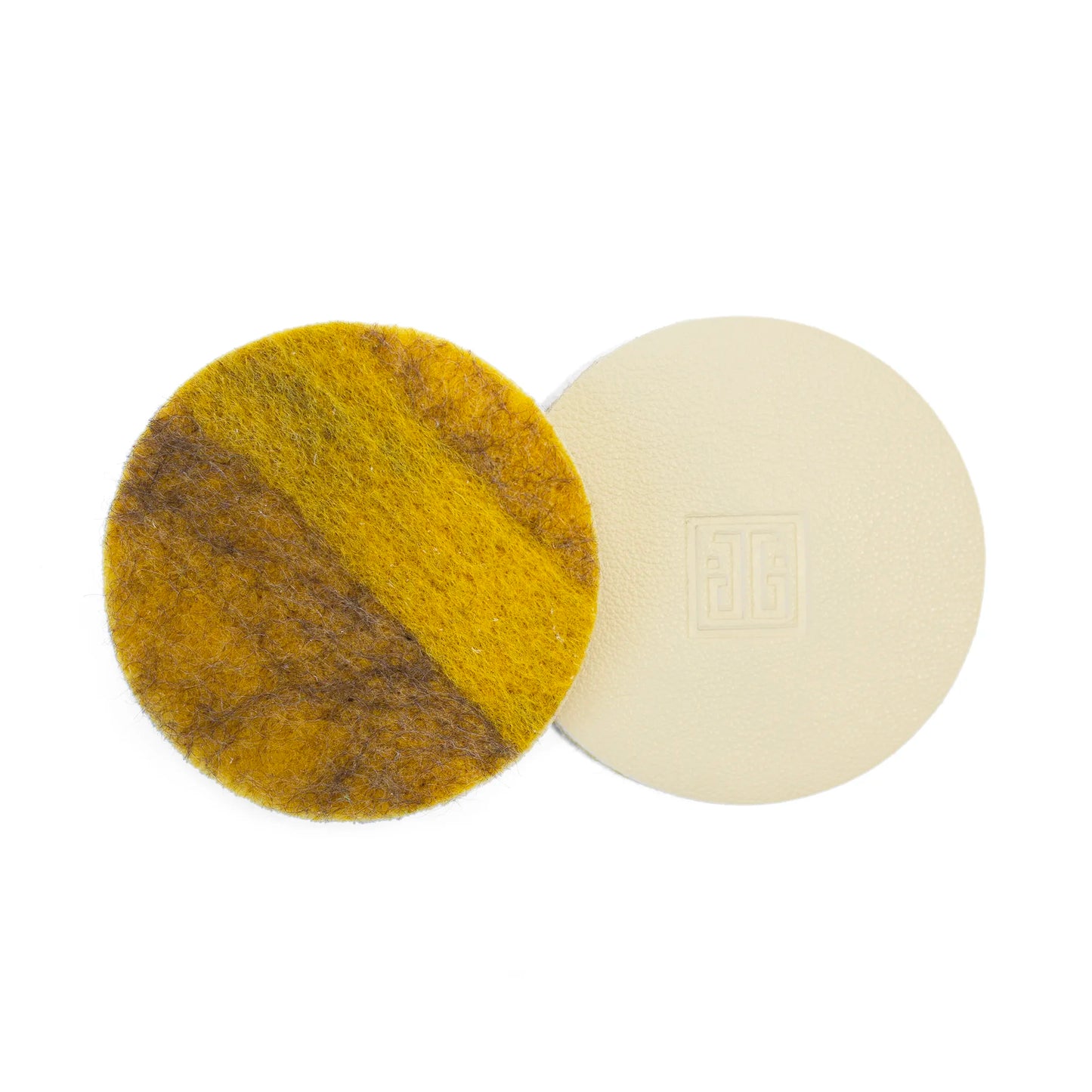 Wool & Leather Coasters - Yellow Birches