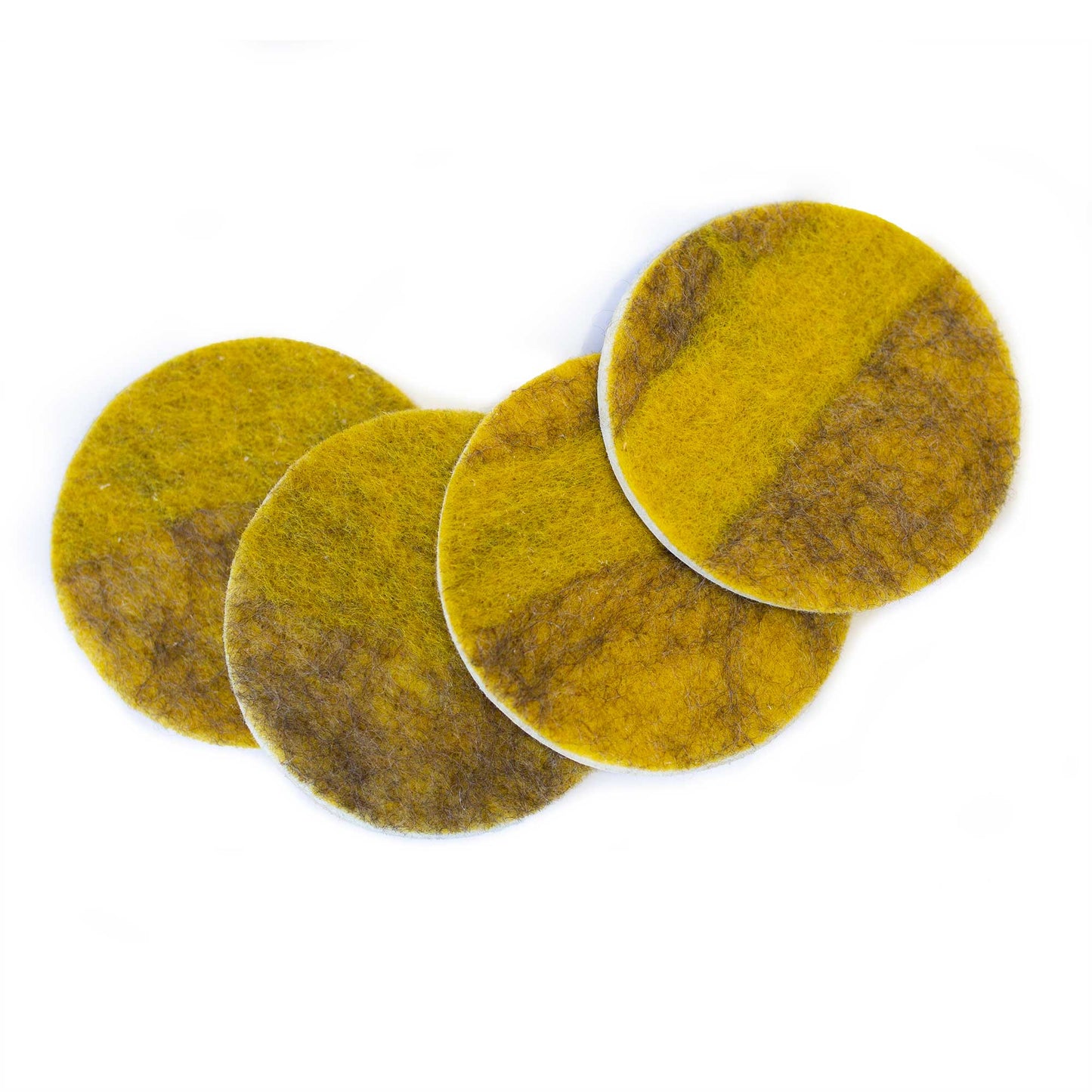 Wool & Leather Coasters - Yellow Birches