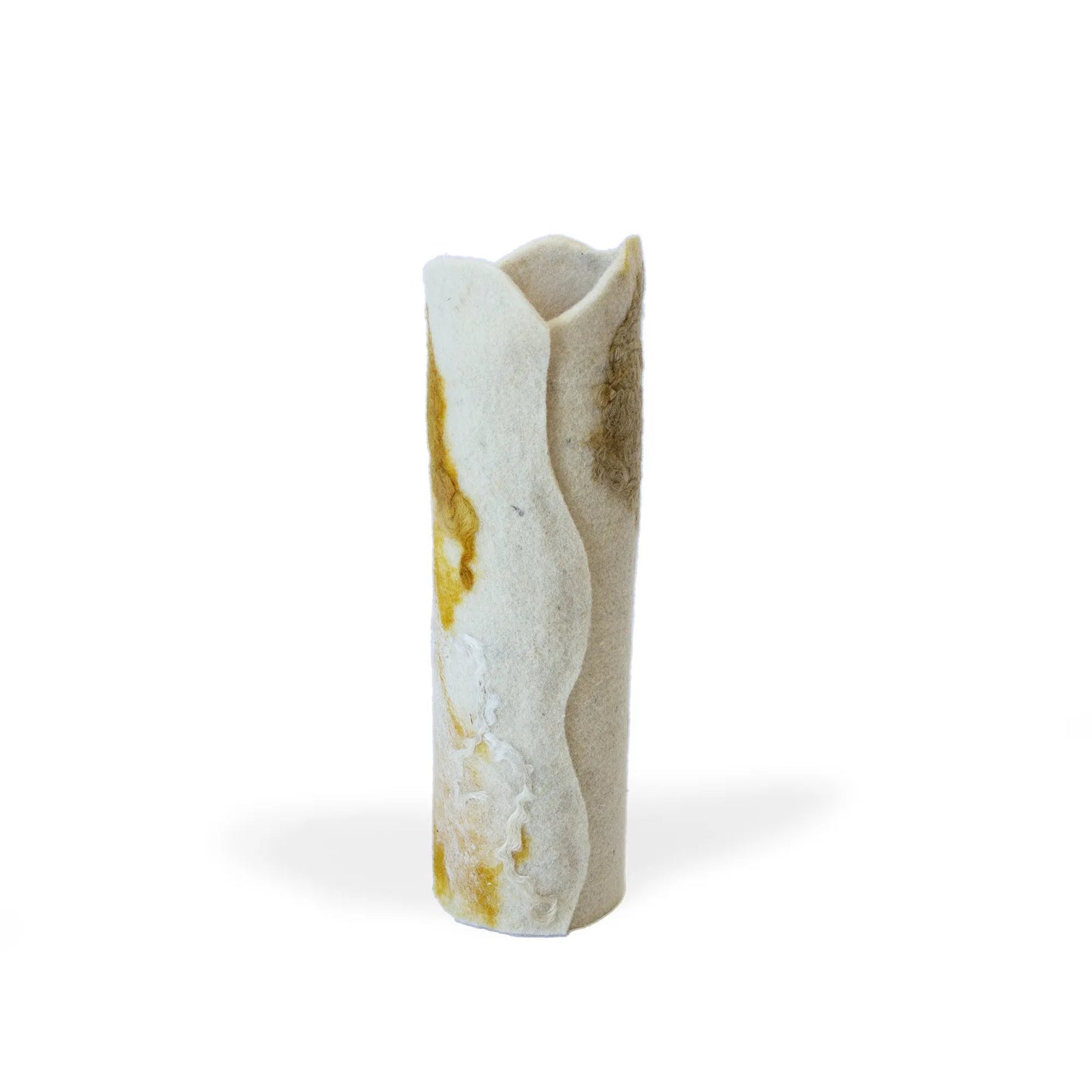 Yellow & Silk Felted Wool Flower Vase