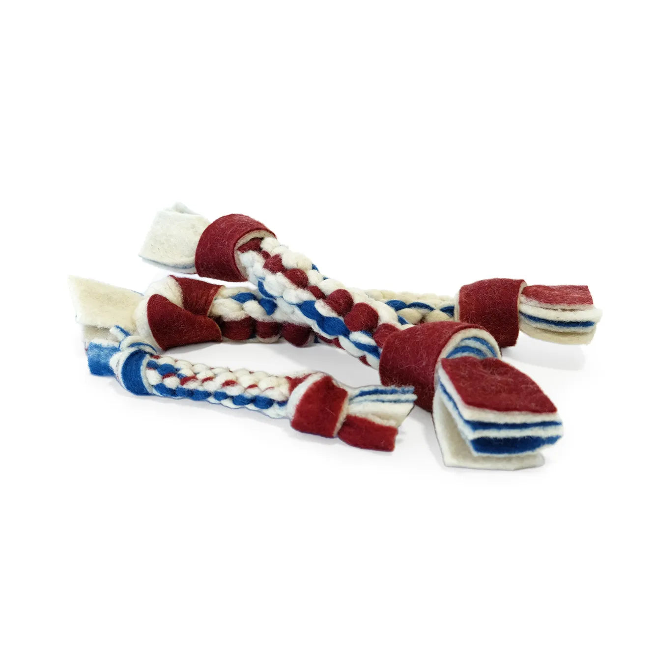 Wool Dog Toy - Red, White & Blue