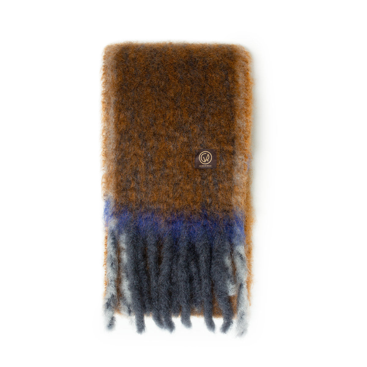 Twist Frame Mohair Scarf - Brown & Blue