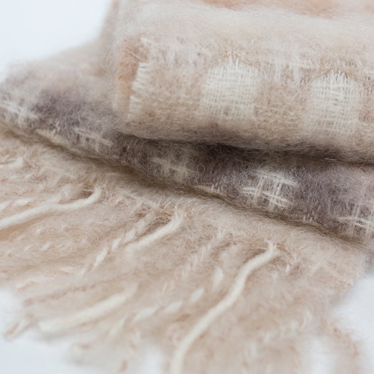 Mia Mohair Scarf - Taupe & Cream