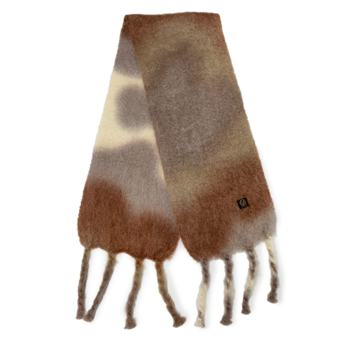 Oversized Scarf Beige, Light Brown and Off-White Wool and Mohair