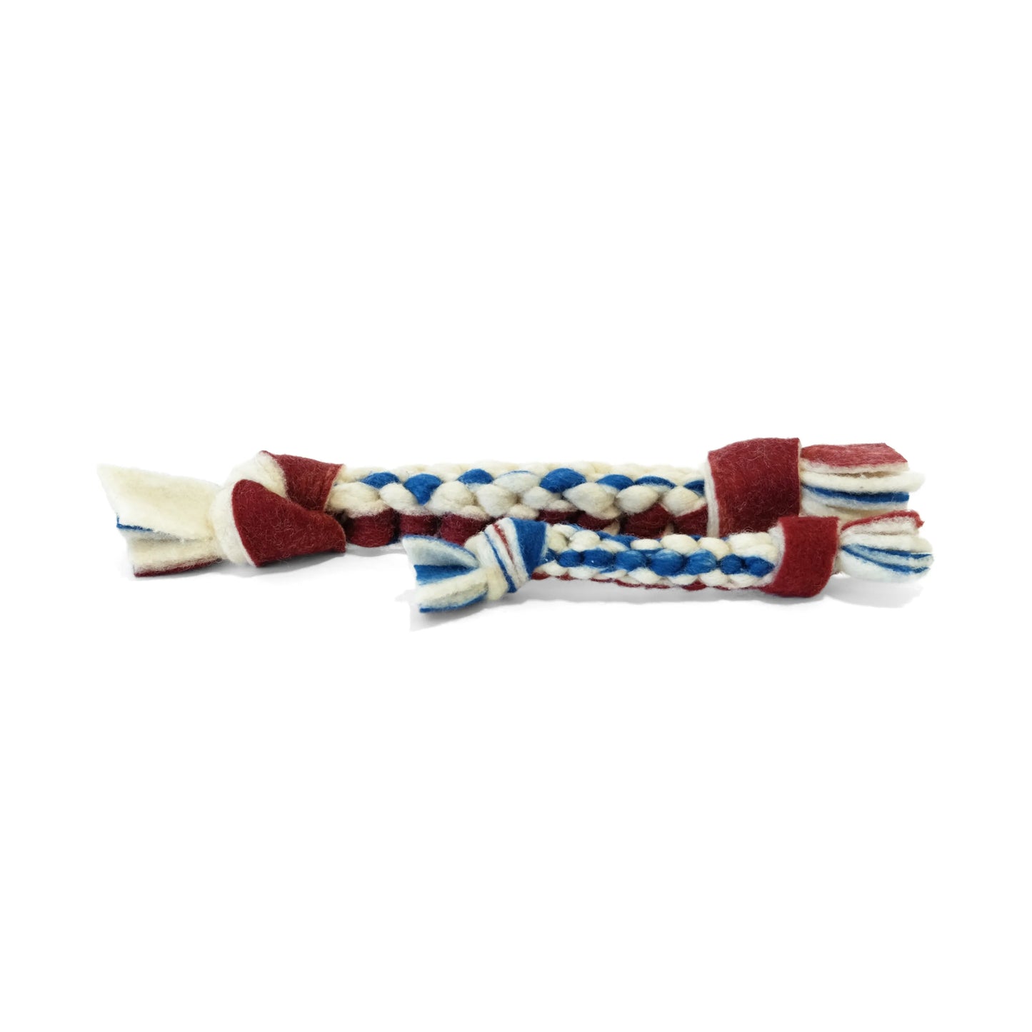 Wool Dog Toy - Red, White & Blue - Small Dog