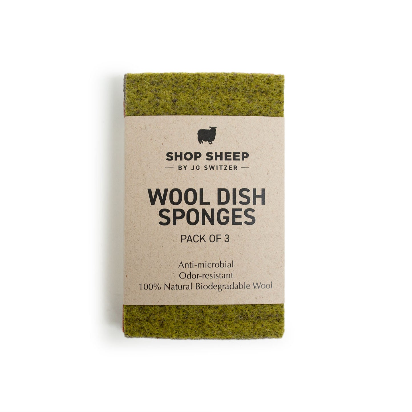 wool dish sponge, pack of 3