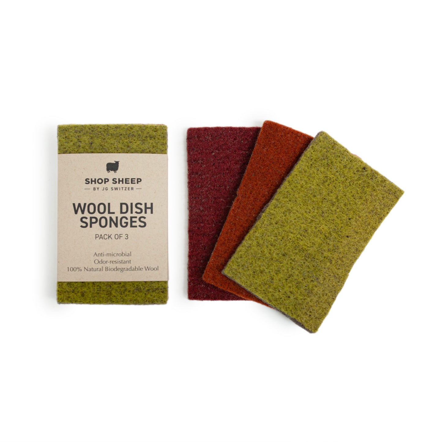wool dish sponge, 3 pack
