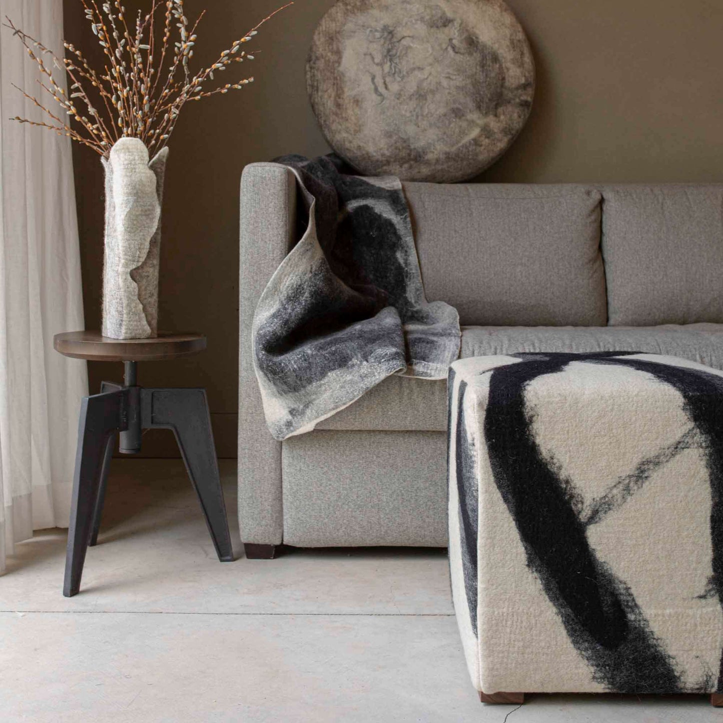 Black & White Sheep Cube - Felted Wool