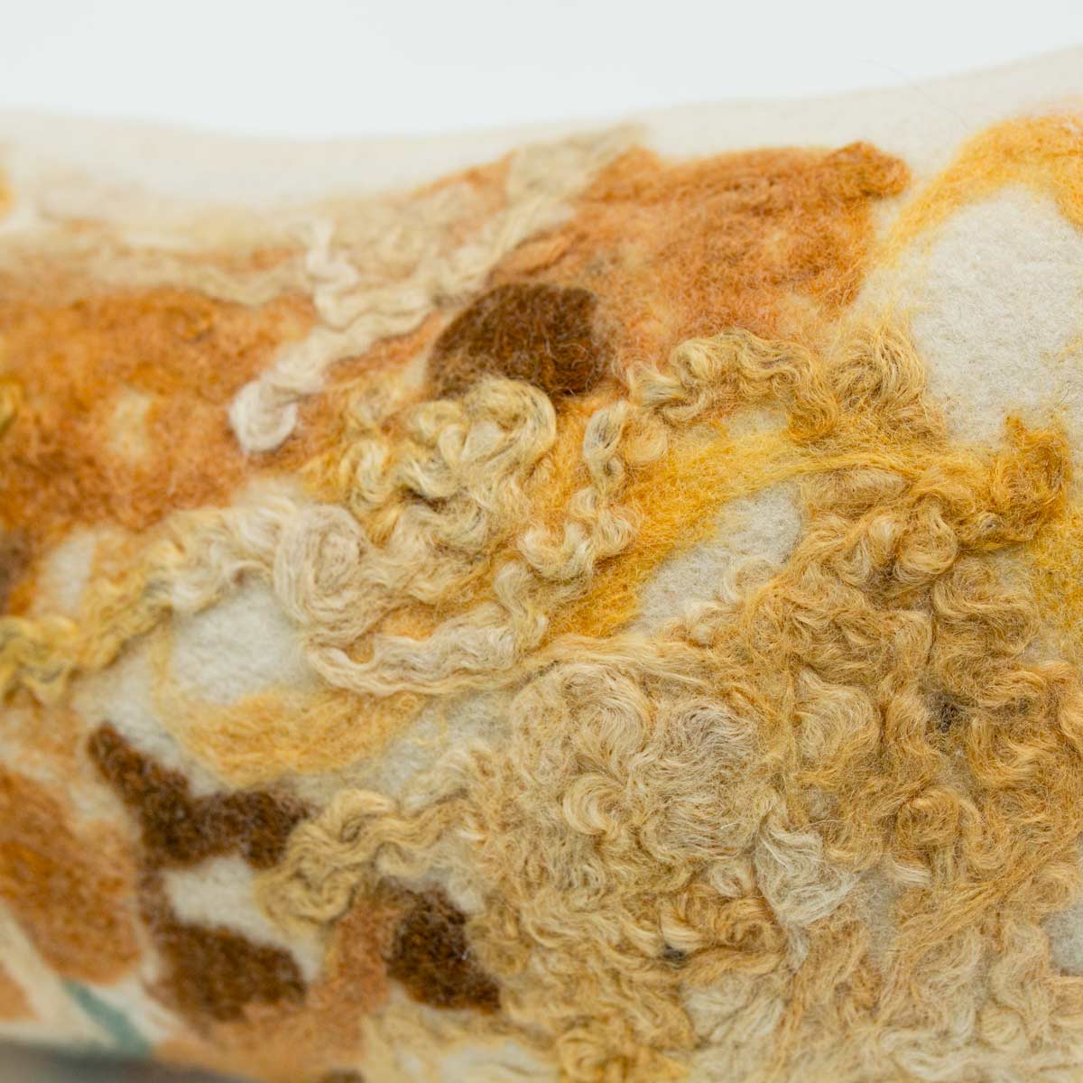 Botanical Lumbar Pillow - Felted Wool - Turmeric Yellow