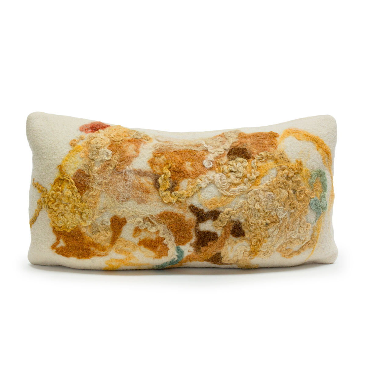 Botanical Lumbar Pillow - Felted Wool - Turmeric Yellow