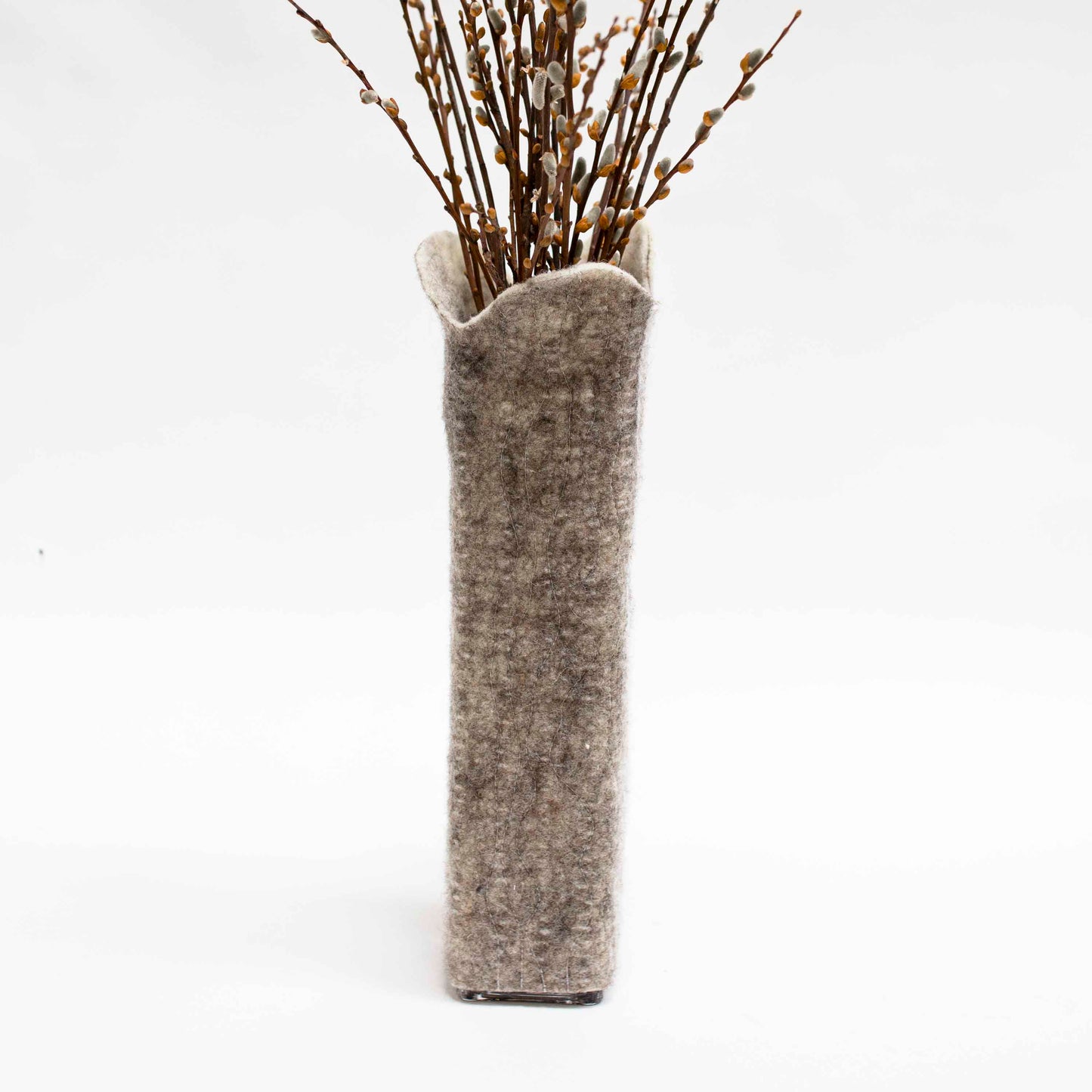 Grey Wool Flower Vase