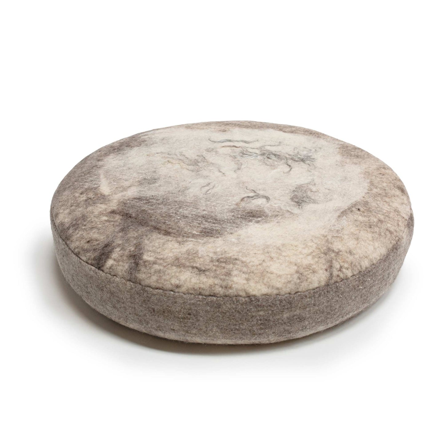 Round Floor Cushion - Felted Wool - Undyed Grey