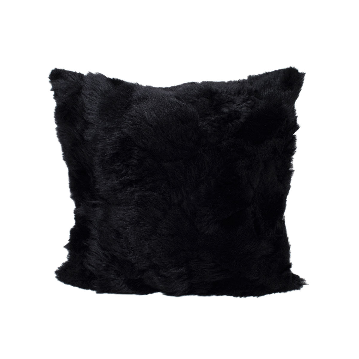 Toscana Fur Square Pillow - Silk Lined - Black
