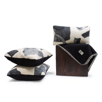 Abstract Black and White Wool Pillow - Lumbar
