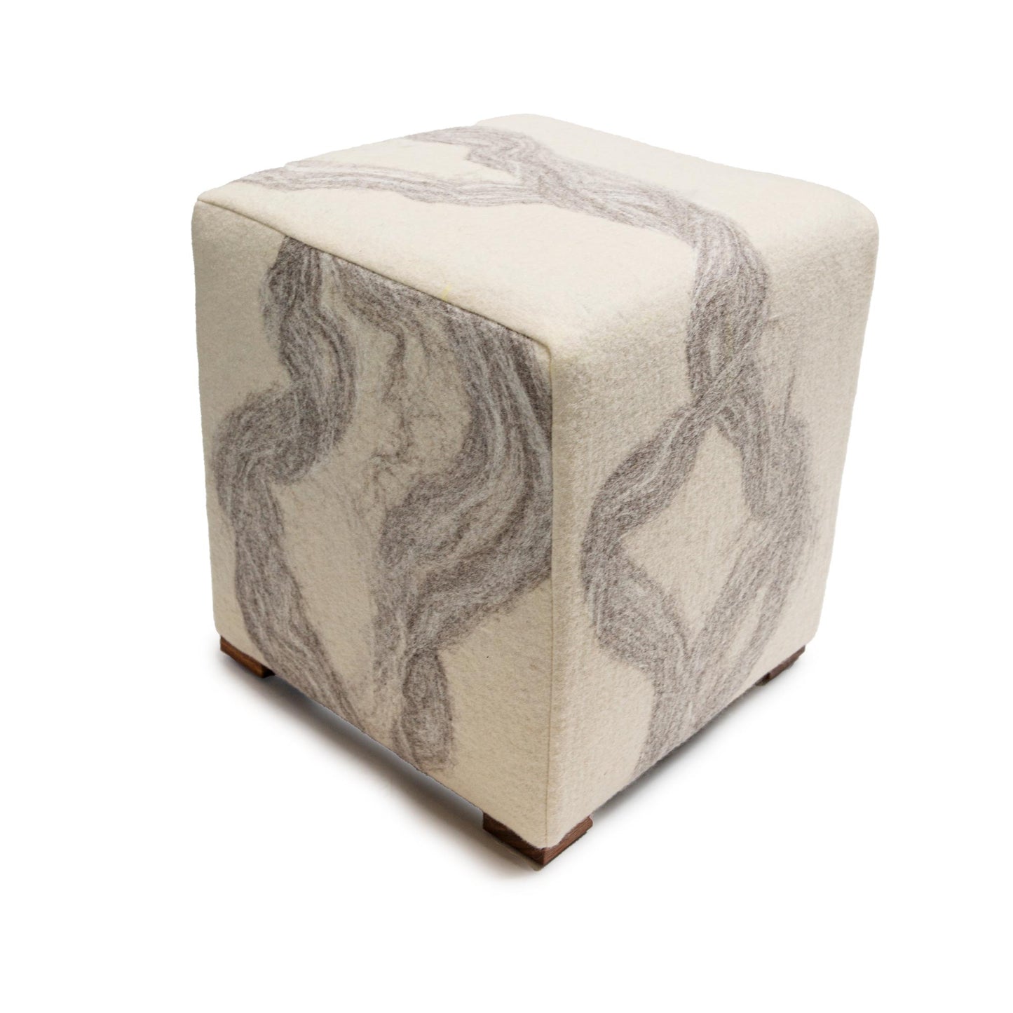 Grey Ribbon Sheep Cube - Felted Wool