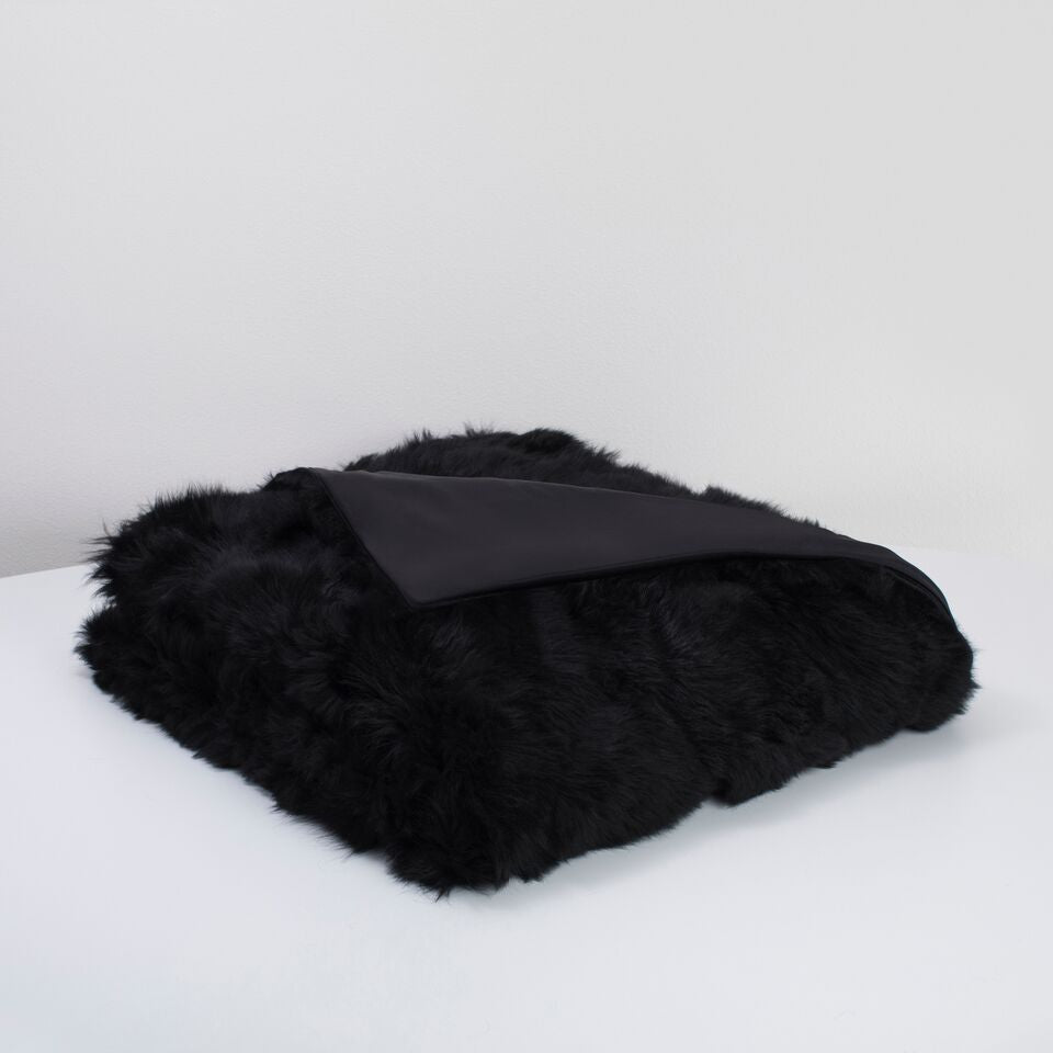 Toscana Fur Blanket - Silk Lined - White