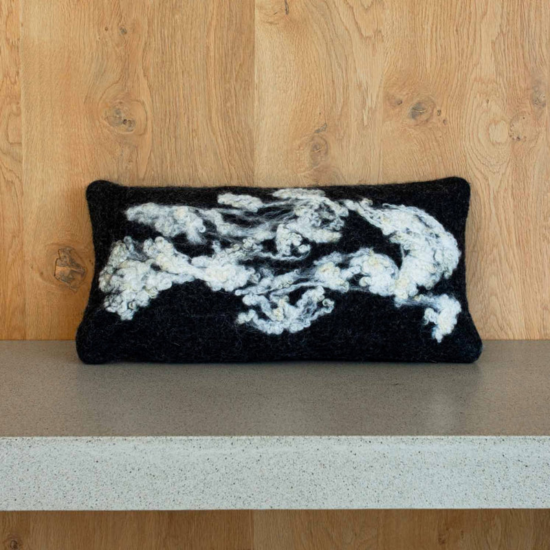 Wensleydale Wool Pillow on Charcoal