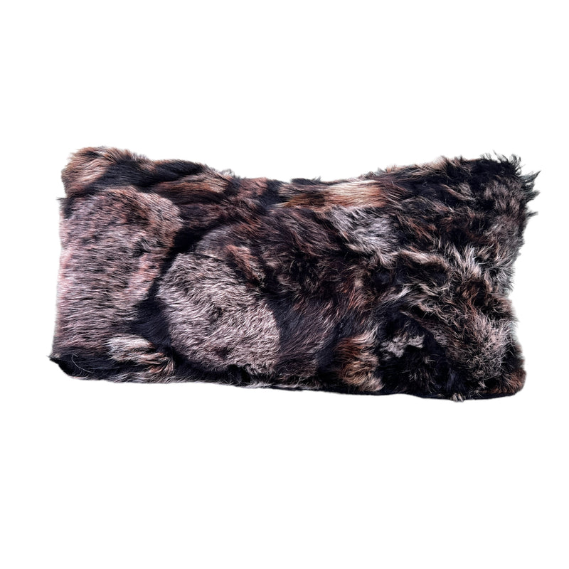 Toscana Fur Lumbar Pillow - Truffle