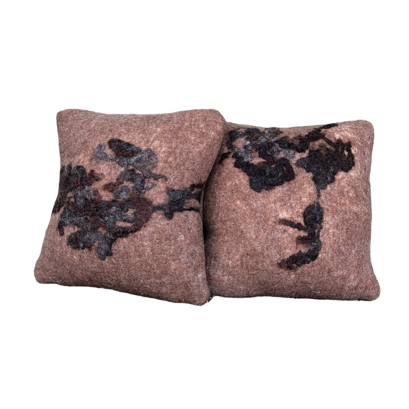 Shetland Brown Wool Pillows - 16"x16" (Sample Sale)