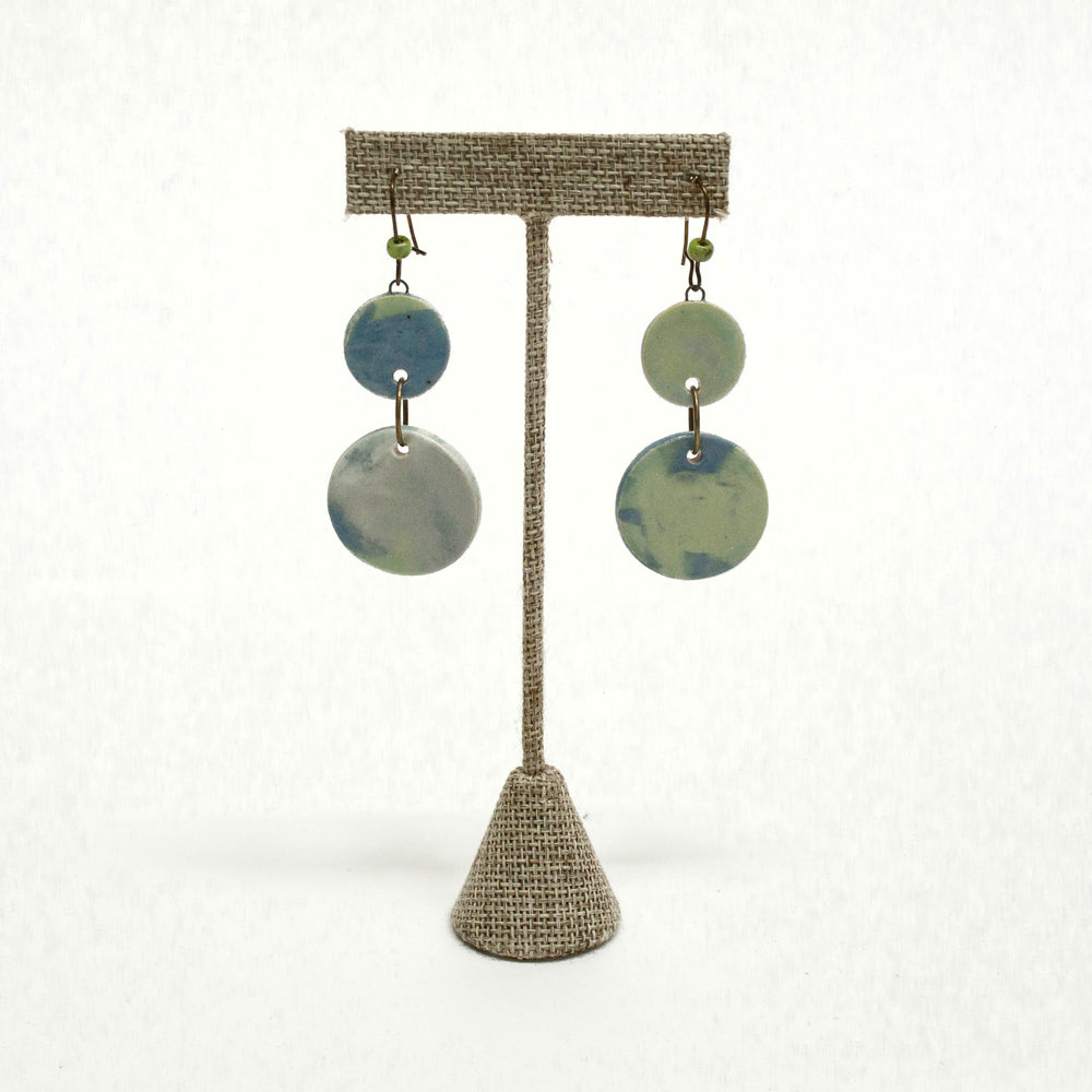 Spark Ceramic Earrings - Blue & Green