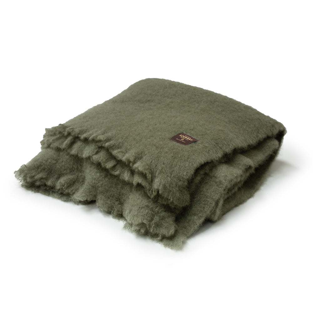 Sage Green Mohair Queen Blanket by Mantas Ezcaray