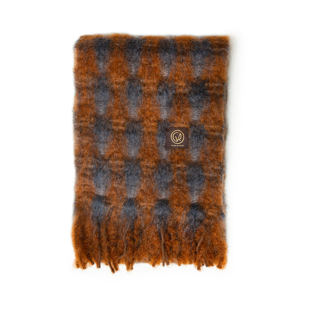 
                      
                        Mia Mohair Scarf - Brown & Blue
                      
                    