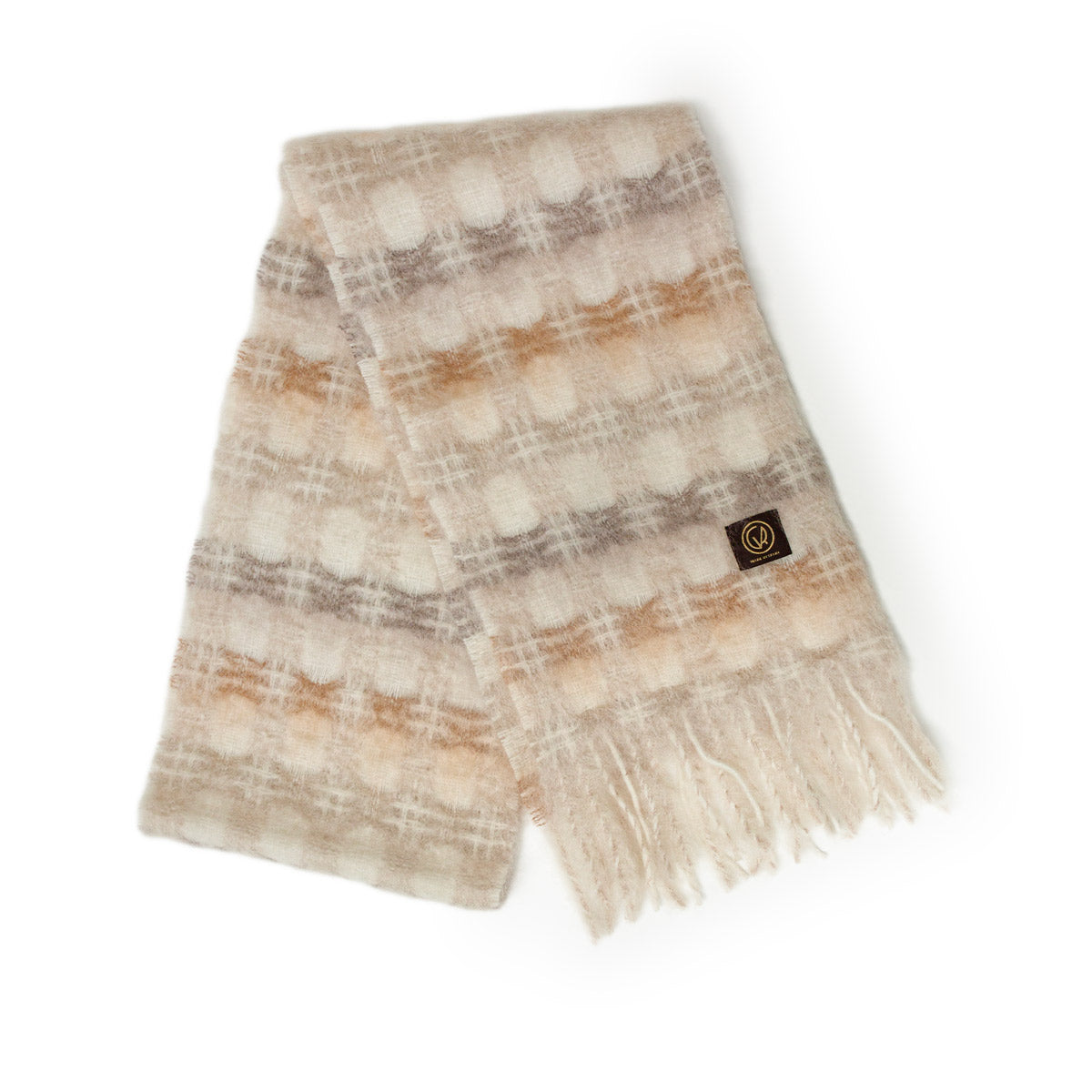 Mia Mohair Scarf - Taupe & Cream