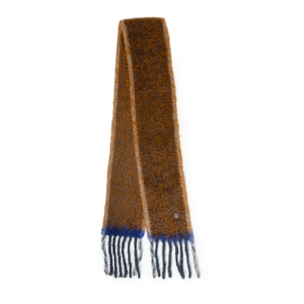 Twist Frame Mohair Scarf - Brown & Blue