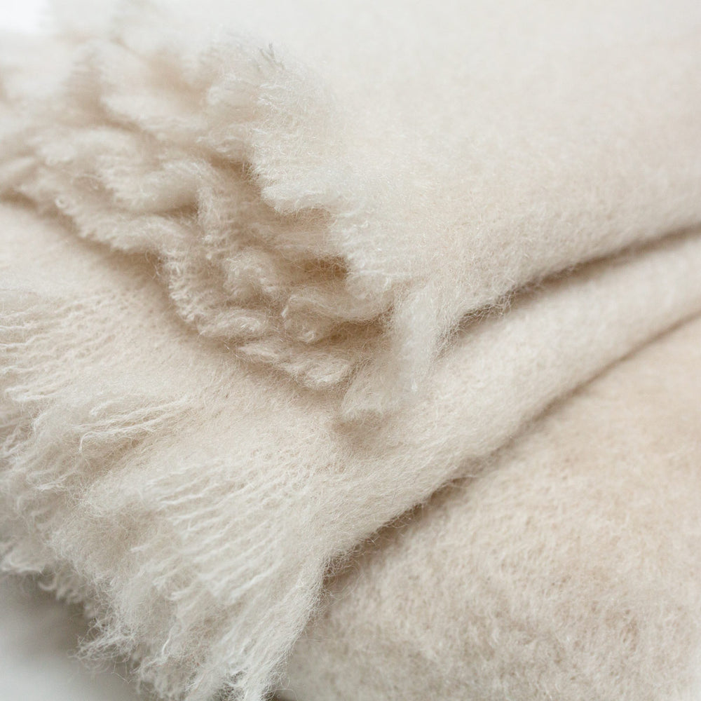 Spanish Mohair Throw in Cream Solid