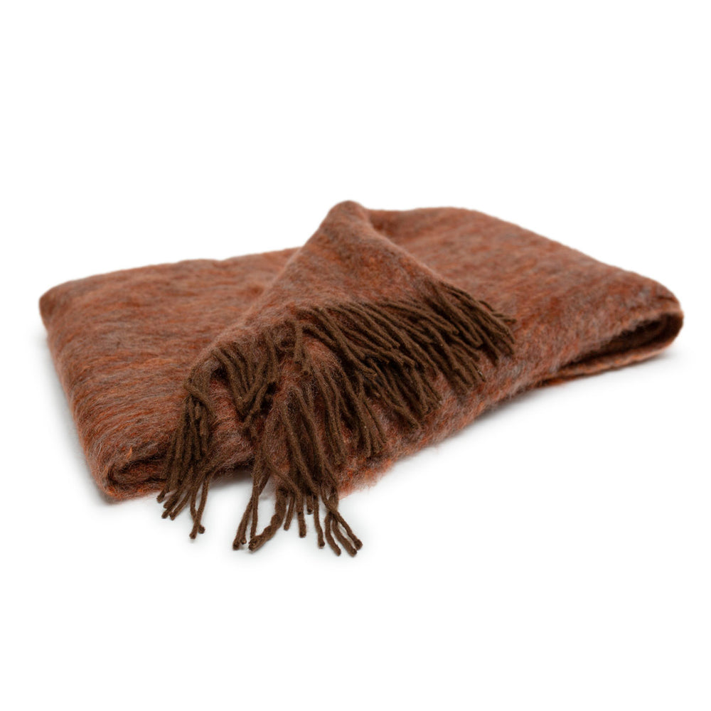 Spanish Mohair Diana Throw in Rust Orange