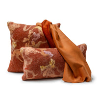 Blood Orange Wool Pillow with Prima Alpaca Back in Italian Clay
