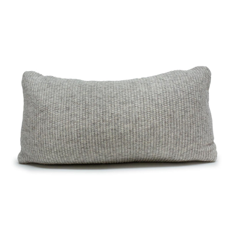 Grey Ribbon Wool Pillow with Prima Alpaca Back in Casa Pebble
