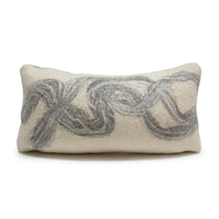 Grey Ribbon Wool Pillow with Prima Alpaca Back in Casa Pebble