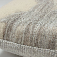 Grey Ribbon Wool Pillow with Prima Alpaca Back in Casa Pebble