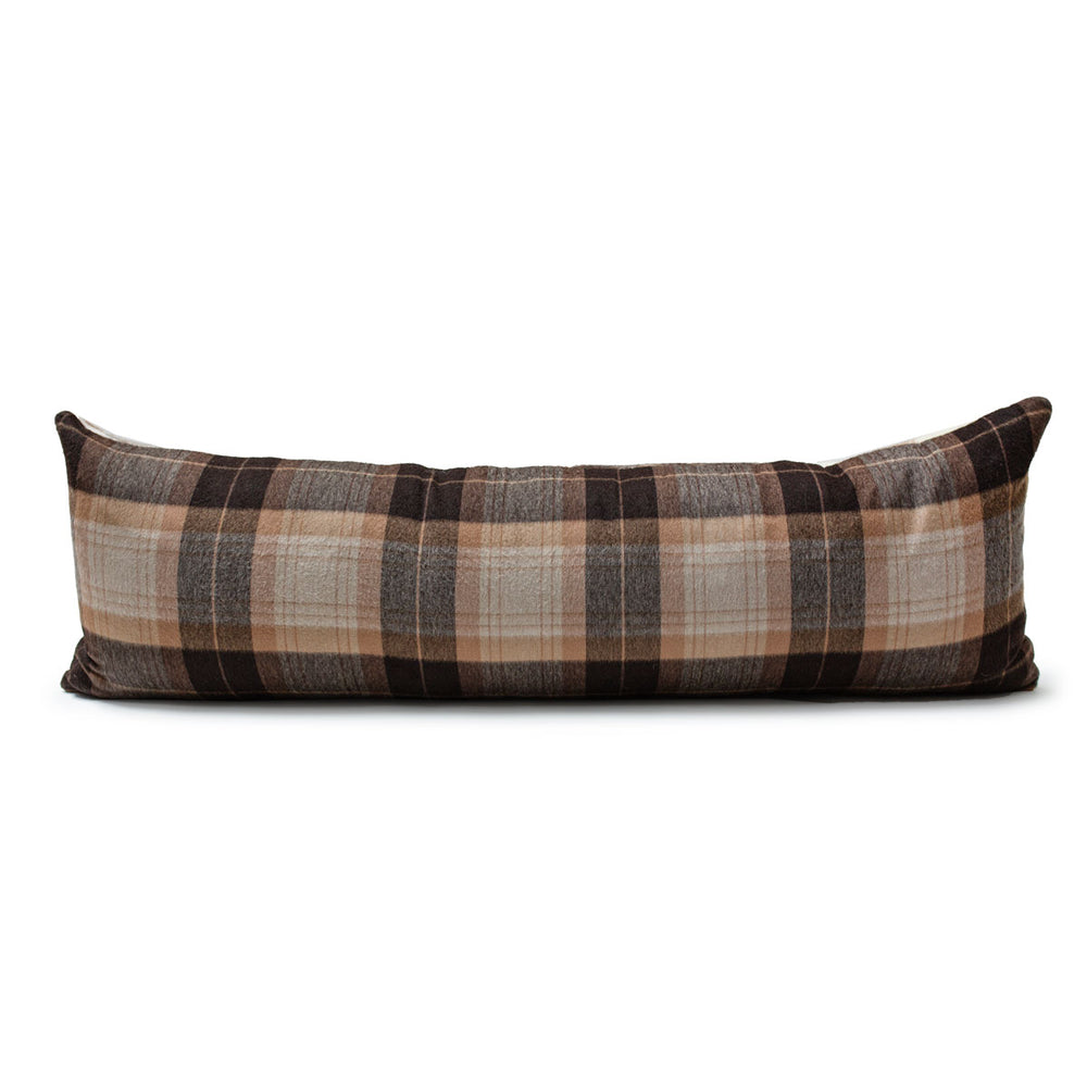 
                      
                        Tahoe with Cream Wool Pillow with Prima Alpaca Back in Plaid Espresso Camel
                      
                    