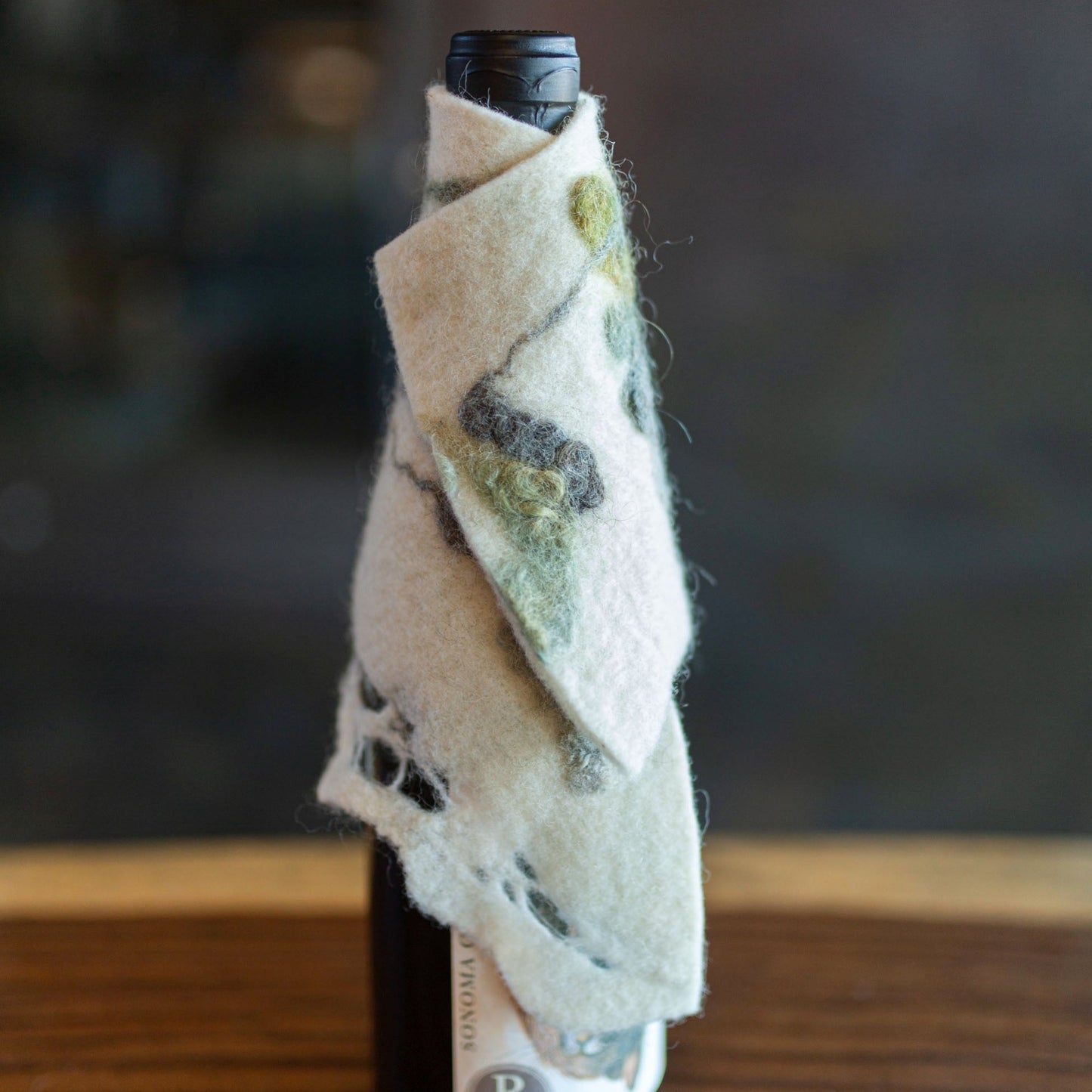 felted wool wine cozy