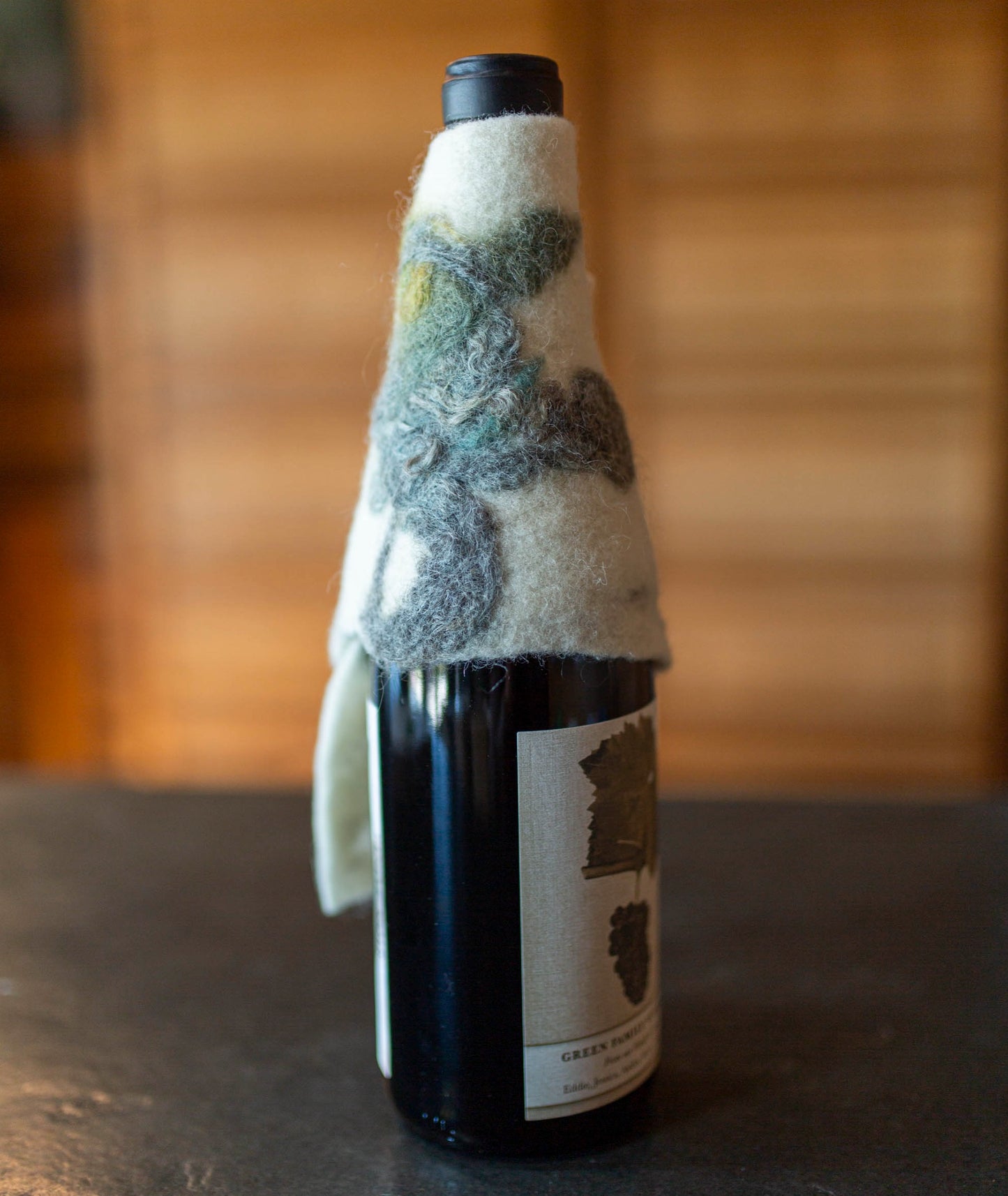 felted wool wine cozy