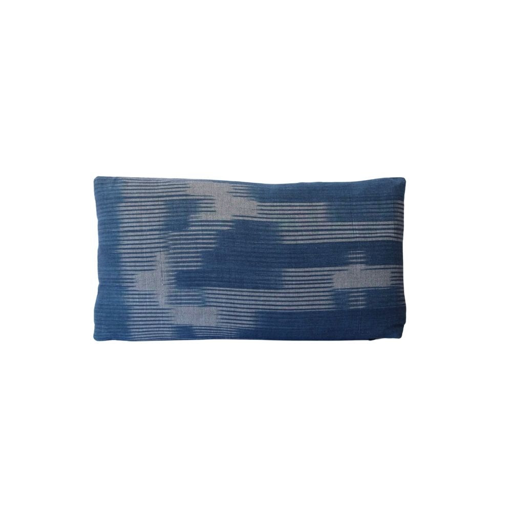 Cotton Ikat Indigo & Silver Lumbar