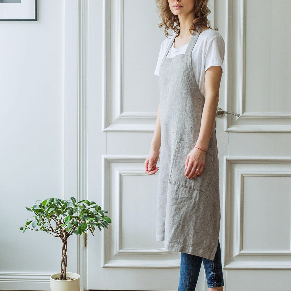 Linen Apron with Tie Back