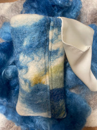 Botanical Blue Eyeglass Sleeve Felted Wool with Silk Lining