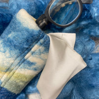 Botanical Blue Eyeglass Sleeve Felted Wool with Silk Lining