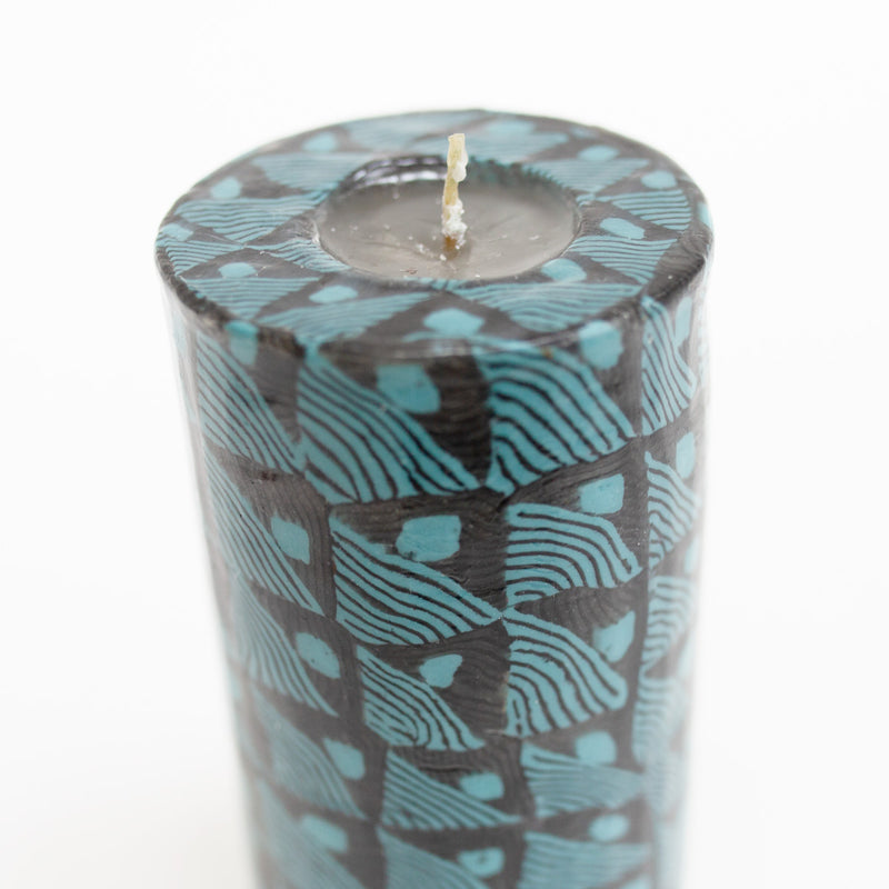 African Candle  - Blue Waves Pillar
