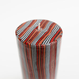 African Candle  - Red Stripes Pillar
