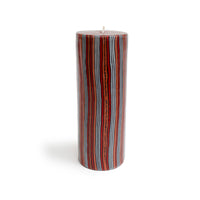 African Candle  - Red Stripes Pillar