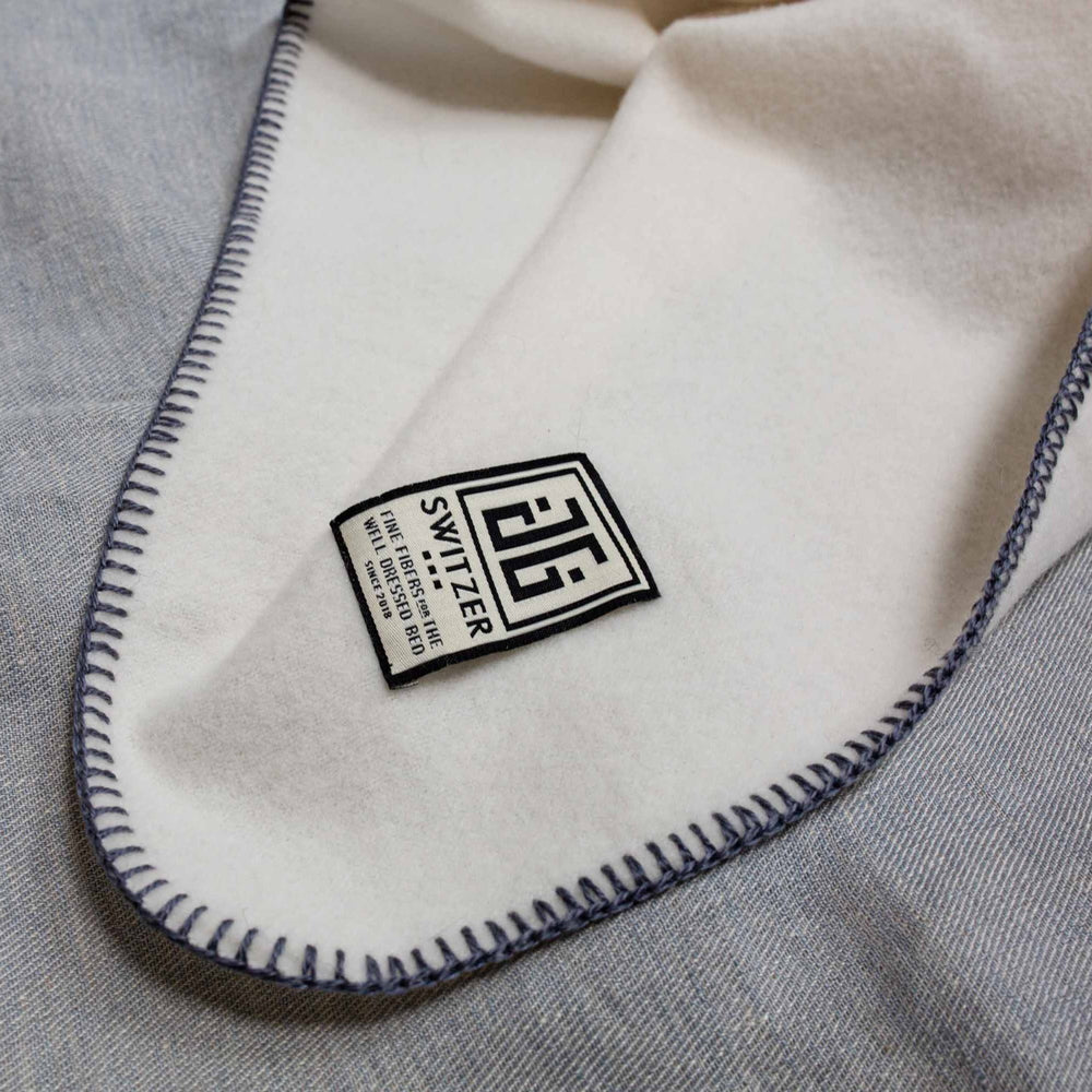
                      
                        Baby Lambswool Blanket - White w/ Blue Stitch
                      
                    