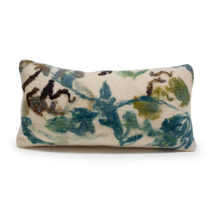 Botanical Indigo Wool Lumbar Pillow 12x22