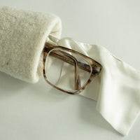 Botanical Blue Eyeglass Sleeve Felted Wool with Silk Lining