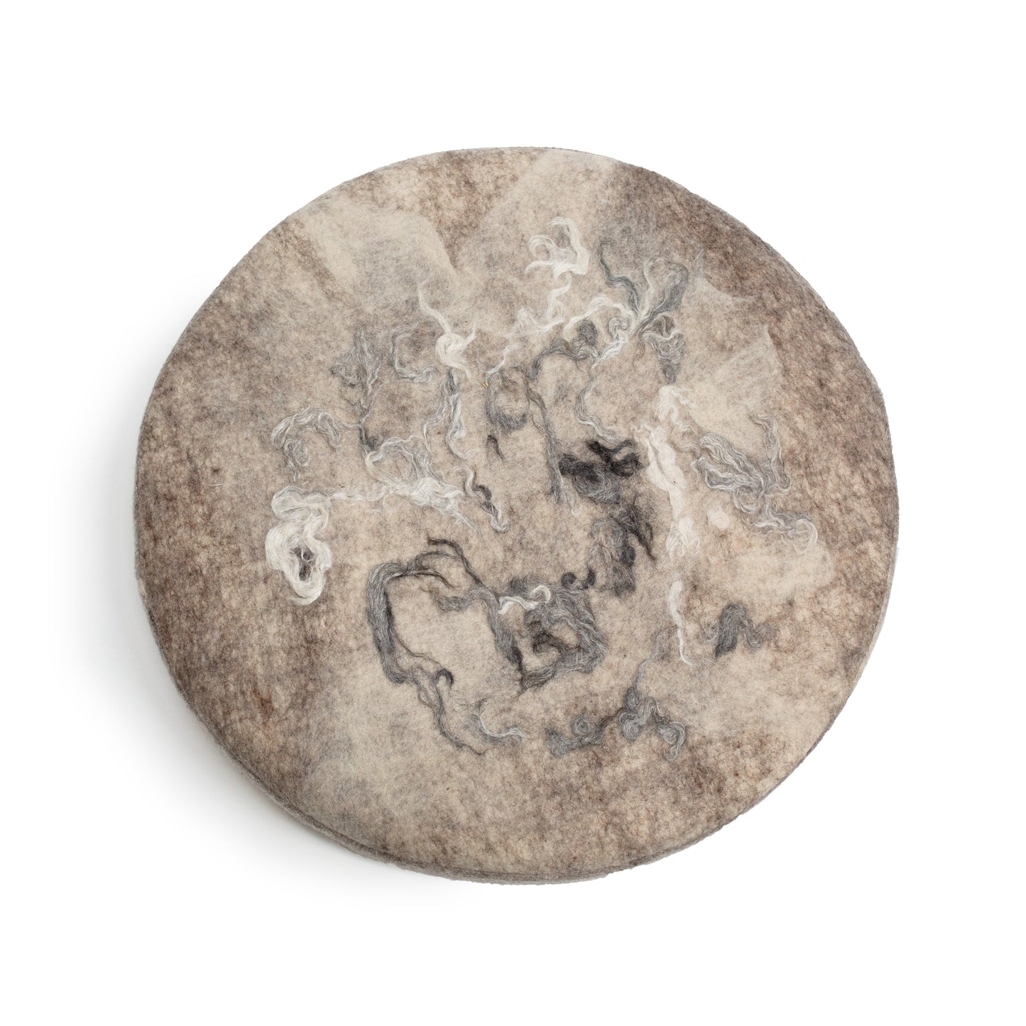 Round Floor Cushion - Felted Wool - Undyed Grey