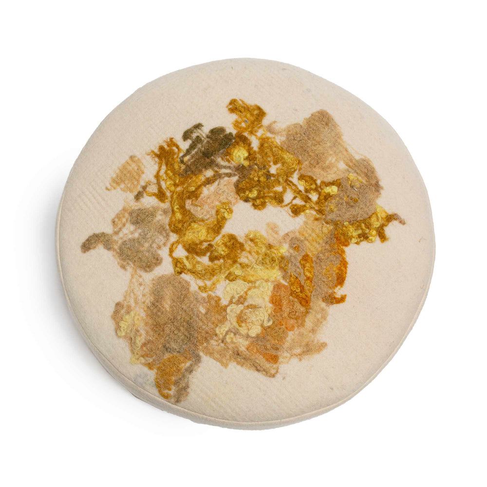 
                      
                        Botanical Floor Cushion - Felted Wool - Turmeric Yellow
                      
                    