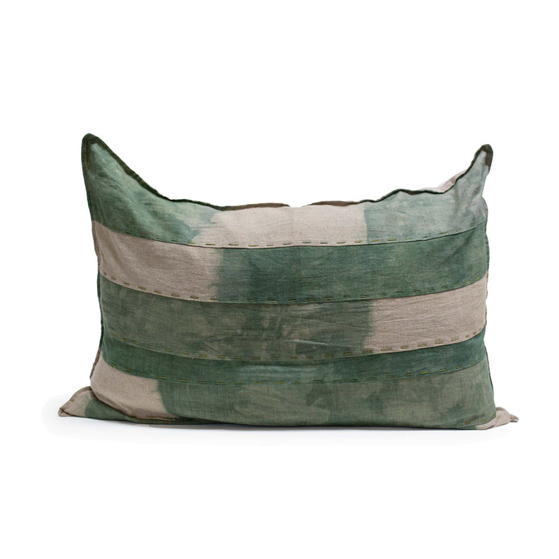 Linen Hand-Stitch Oversize Pillow - Green
